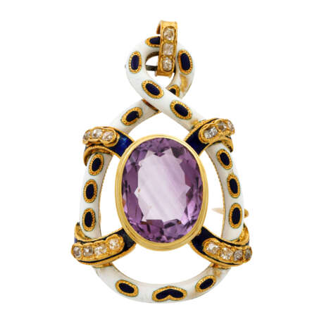 Biedermeier Brosche mit Amethyst ca. 6,7 ct, - photo 1