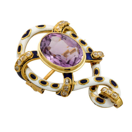 Biedermeier Brosche mit Amethyst ca. 6,7 ct, - фото 4