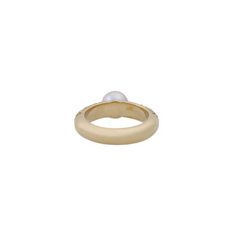 Ring mit Perle und 36 Brillanten von zus. ca. 0,45 ct, - Foto 4