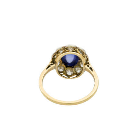 Ring mit Saphircabochon und 10 Altschliffdiamanten zus. ca. 1,2 ct, - фото 4