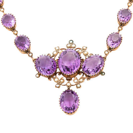 Historismus-Collier mit Amethysten und Saatperlen, - Foto 2