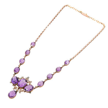 Historismus-Collier mit Amethysten und Saatperlen, - фото 3