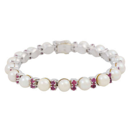 Armband mit Perlen und Rubinen, - фото 1