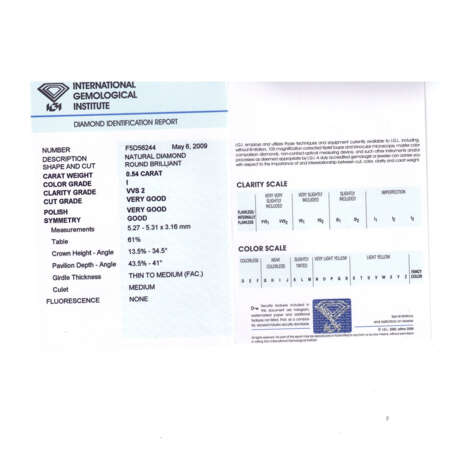 Loser Brillant ca. 0,54 ct. LGW (I) /VVS2, - фото 3