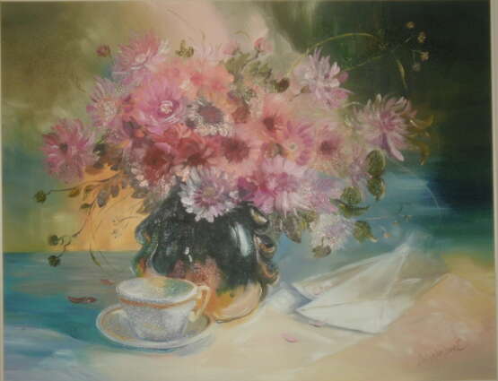 Любовное послание Woven fabric Oil paint Romanticism Flower still life Russia 2012 - photo 1