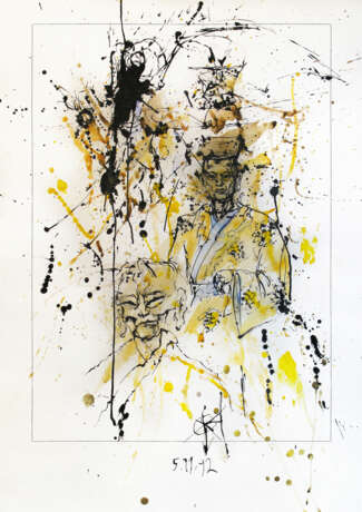 Old Chinese Woman & The Emperor's Head Paper Ink Abstract Expressionism Fantasy St. Petersburg 1992 - photo 1