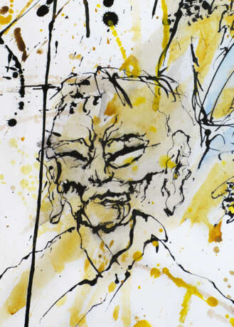 Old Chinese Woman & The Emperor's Head Paper Ink Abstract Expressionism Fantasy St. Petersburg 1992 - photo 2