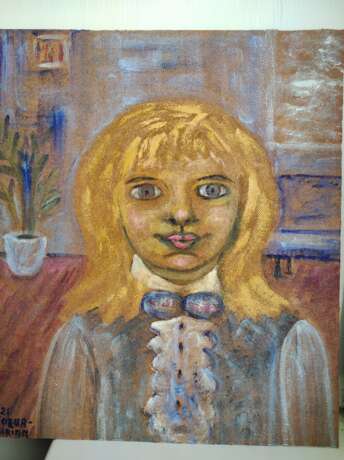 Девочка с голубыми глазами Fiberboard Oil paint Impressionism Portrait Ukraine 2021 - photo 2