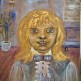 Девочка с голубыми глазами Fiberboard Oil paint Impressionism Portrait Ukraine 2021 - photo 2