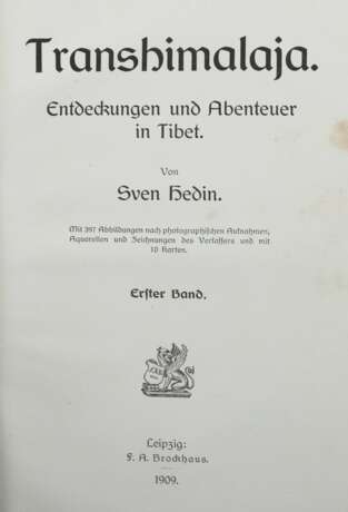 Hedin, Sven Transhimalaya - Entdeckungen und Abenteuer in Tibet, Leipzig, Brockhaus, 1909, 2 Bde - photo 3