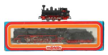 2 Loks Märklin, Spur H0, 1 x Dampflok mit Tender, 3082, BR 41 der DB, schwarz, Guss/Kunsstoff, Betrieb