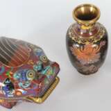 2 Cloisonné-Vasen und -Fabeltier China, 20 - Foto 2