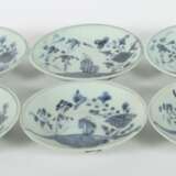 6 Original Tek Sing Schalen China, 1822, Porzellan im Blau-Weiß-Dekor mit floralem Muster, D: ca - фото 2