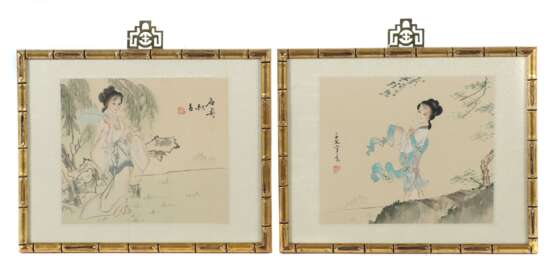 2 Tuschmalereien auf Seide China, nztl - фото 1