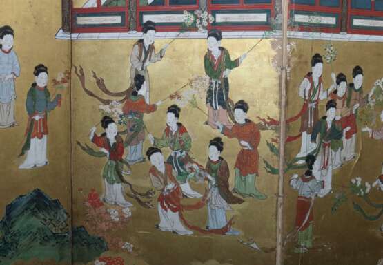 Großer Paravent (Byobu) Japan, Edo-Zeit (1603-1868), anonyme Malerei im Stil der Kano-Schule, Blattgold/Farbe/Tusche auf Papier, 6-tlg - photo 7