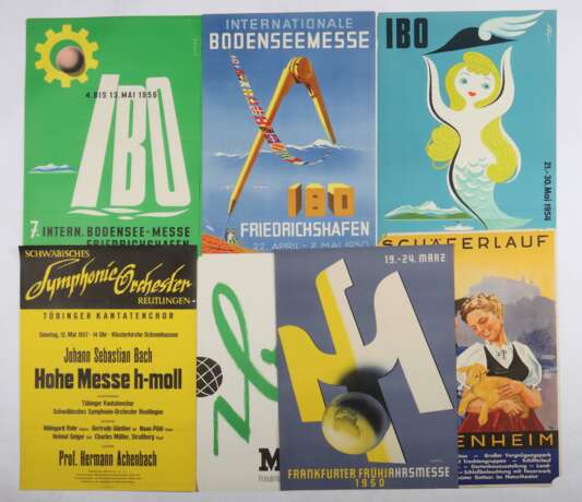 8 Plakate Deutschland, 1940er/50er Jahre, variierende Plakate der Frankfurter Frühjahrsmesse, Heidenheimer Schäferlauf, Schwäbisches Symphonie-Orchester und IBO (Internationale Bodenseemesse), u - Foto 2