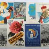 8 Plakate Deutschland/Frankreich, 1950er Jahre, variierende Plakate: Pariser Kunstarbeit, Landes-Musiktreffen Meran, Dinkelsbühl, Bundes-Musikfest Bregenz, Floralies internationales, Foire de la Sarre und 2x France, u - Foto 2