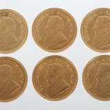 6 Krügerrand-Goldmünzen (1 oz) Südafrika, 1973, Gold 916, ca - фото 1