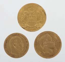 3 Goldmünzen 20 Mark, Deutsches Reich, 1900, Gold 900, ca