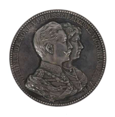 Medaille Zum Ehejubiläum Wilhelm König von Preussen und Auguste Viktoria, um 1900, Silber, sign - photo 1