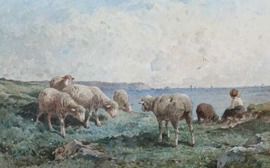 Brissot de Warville, Félix-Saturnin Véron 1818 - 1892 Versailles, Tier- und Landschaftsmaler, Stud - Foto 3