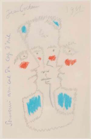 Cocteau, Jean 1892 Maisons-Laffitte - 1963 Paris. Sans titre (trois visages). 1961 - Foto 1