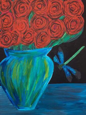 Roses Canvas on cardboard Acrylic paint Contemporary art Russia 2021 - photo 1