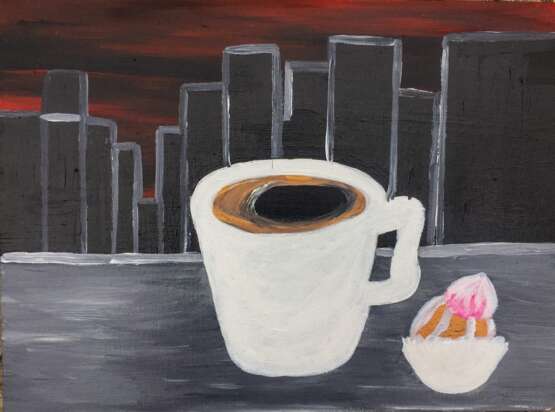 Design Painting “Coffee Time”, Canvas on cardboard, Acrylic paint, Contemporary art, новый сюрреализм, Russia, 2021 - photo 1