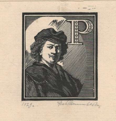 Шиллинговский, П.А. Инициал «Рембрандт». 1929. Бумага, ксилография. 7,3х7,2 см. - photo 1