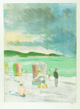 Тырса, Н.А. На пляже. 1940. Бумага, цв. литография. 59,3х43 см. - photo 1