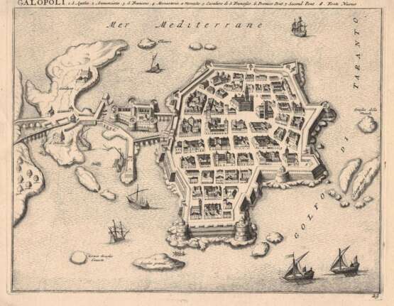 Мортье, П. Карта Галлиполи. 1704. Бумага, офорт. 21,2х27,2 см. - фото 1