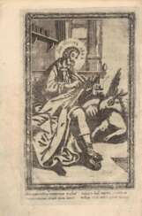 Heiliger Apostel und Evangelist Lukas. Anfang des 19. Jahrhunderts. Kupferstich auf Papier. 29,7x19,4cm.