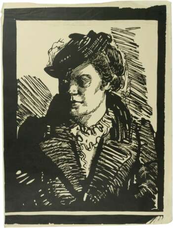 Гидони, Г.И. Женский портрет. 1920-е. Бумага, линогравюра. 31х23,4 см. - photo 1