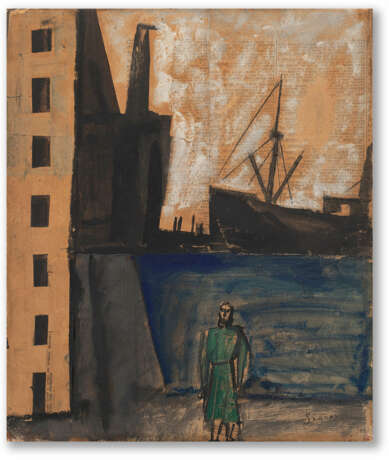 Mario Sironi "Porto, paesaggio urbano e figura" 1920 circa
tempera and collage on paper laid down o - фото 1