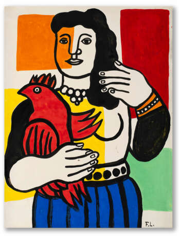 Fernand Leger "Femme au perroquet"
gouache on paper
cm 58x44
Signed with the initials lower right - photo 1