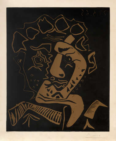 Pablo Picasso "Tête d'Histrion (Le Danseur)" 1965
linocut printed in black and brown
Block 63.5x52 - photo 1