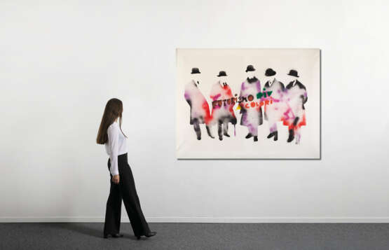 Mario Schifano "Futurismo rivisitato a colori" 1976
enamel and spray on canvas
cm 130x170
Signed on - фото 2