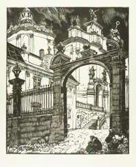 Kulchitskaya, E.L. Cathédrale Saint-Jura. 1920-1930. Linogravure sur papier. 47,5x36,7 cm.