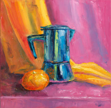 Oil painting “Still life with tangerine”, Canvas, Oil on canvas, modern paint, Still life, Byelorussia, 2021 - photo 1