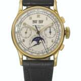 PATEK PHILIPPE. A VERY RARE AND HIGHLY ATTRACTIVE 18K GOLD PERPETUAL CALENDAR CHRONOGRAPH WRISTWATCH WITH MOON PHASES - фото 1