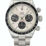 ROLEX. AN ATTRACTIVE STAINLESS STEEL CHRONOGRAPH WRISTWATCH WITH BRACELET, GUARANTEE AND BOX - Foto 1