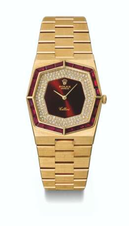 ROLEX. A RARE AND VERY ATTRACTIVE 18K GOLD, DIAMOND AND RUBY-SET WRISTWATCH WITH BRACELET, MADE FOR THE SULTANATE OF OMAN - photo 1