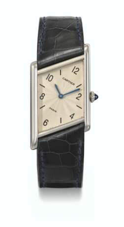 CARTIER. A RARE AND UNUSUAL PLATINUM LIMITED EDITION ASYMMETRICAL WRISTWATCH - фото 1