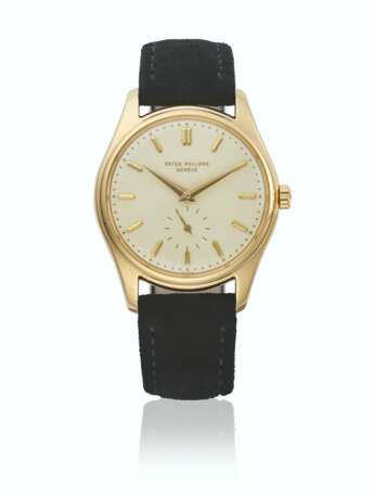PATEK PHILIPPE. A RARE 18K GOLD AUTOMATIC WRISTWATCH WITH ENAMEL DIAL - фото 1