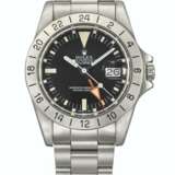 ROLEX. A STAINLESS STEEL AUTOMATIC WRISTWATCH WITH SWEEP CENTRE SECONDS, DATE, 24 HOUR HAND AND BRACELET - фото 1