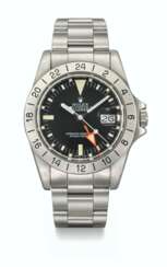 ROLEX. A STAINLESS STEEL AUTOMATIC WRISTWATCH WITH SWEEP CENTRE SECONDS, DATE, 24 HOUR HAND AND BRACELET