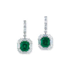 IMPORTANT EMERALD AND DIAMOND EARRINGS