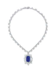 IMPORTANT SAPPHIRE AND DIAMOND PENDENT NECKLACE