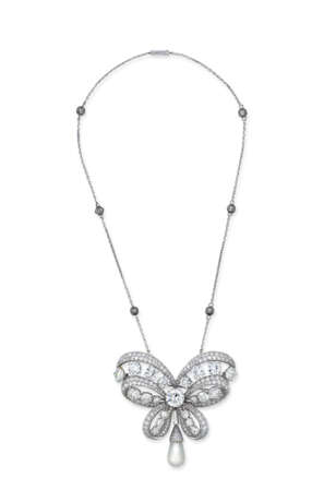 BULGARI NATURAL PEARL AND DIAMOND PENDENT NECKLACE/BROOCH - Foto 1