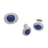 SAPPHIRE AND DIAMOND RING AND CUFFLINK SET - фото 1